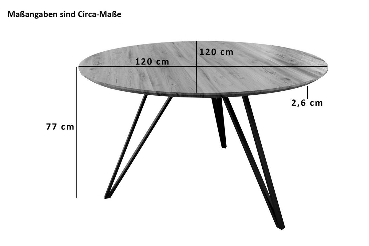 ESSTISCH INSA - Schwarz/Braun, Holz/Metall (120/120/77cm) - SAM