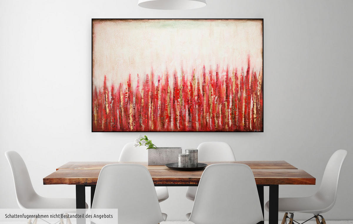 ACRYLBILD HANDGEMALT 120/80 cm - Beige/Rot, Holz/Textil (120/80cm) - KUNSTLOFT