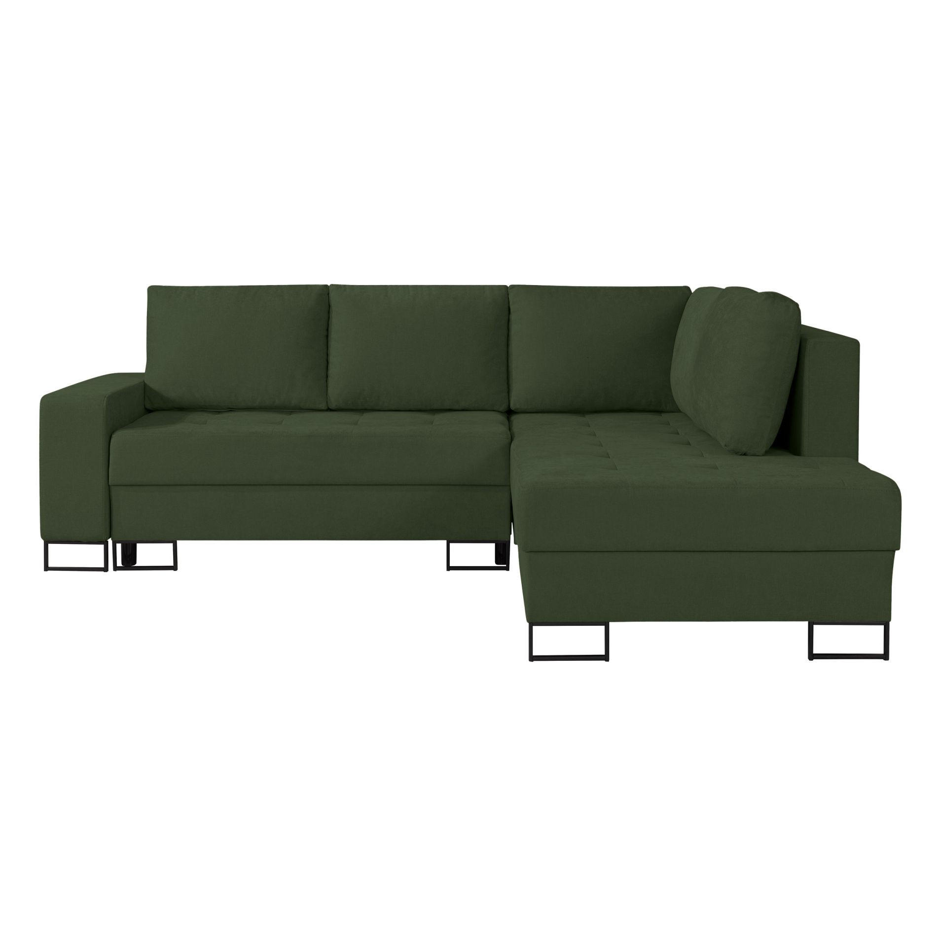 ECKSOFA Larelle Grün Chenille 245 cm - Schwarz/Grün, Textil/Metall (200/245cm) - Selsey
