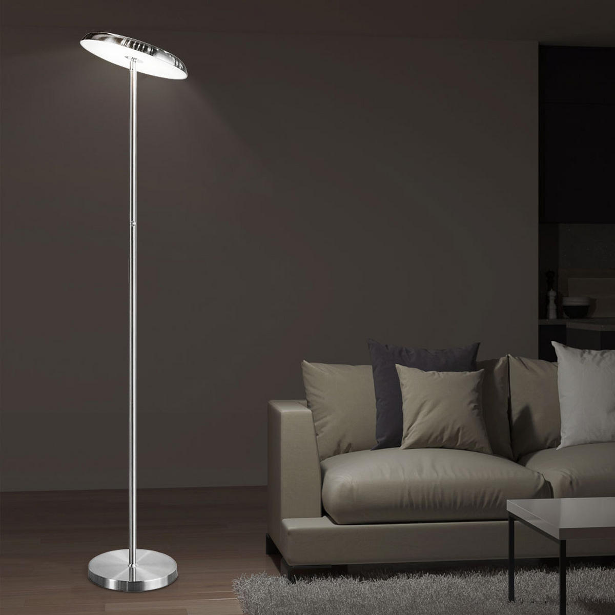 LED STEHLEUCHTE Eros Silber Metall - Silberfarben, Metall (28/28/140cm)