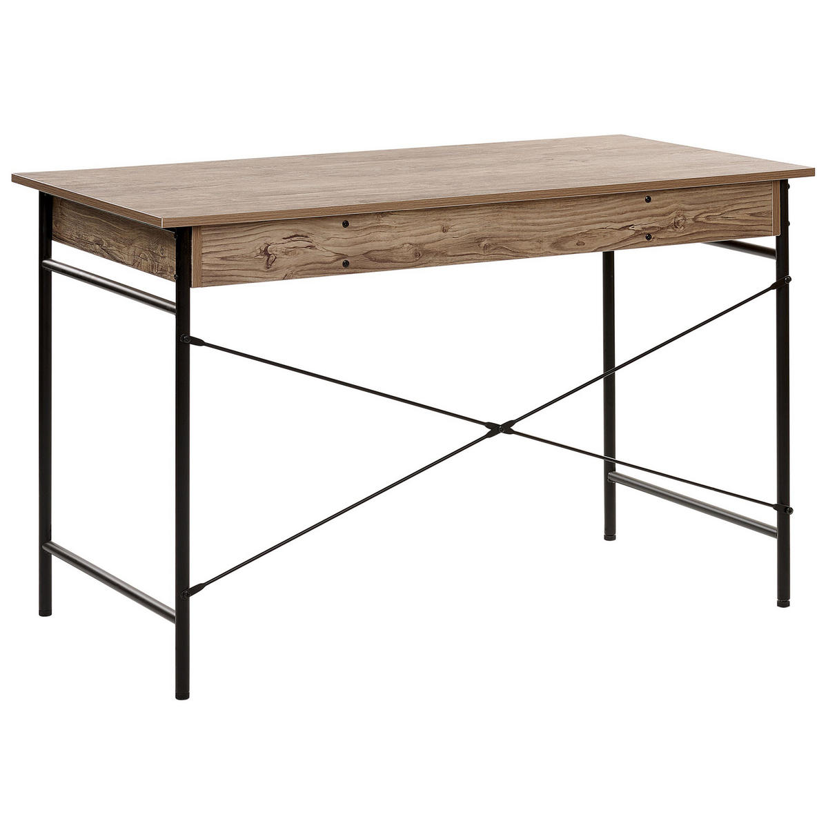 SCHREIBTISCH dunkler Holzfarbton 120/60/76 cm Casco - Dunkelgrau, Holzwerkstoff (60/120/76cm) - Beliani