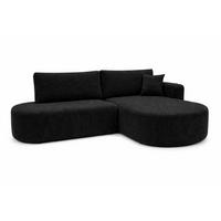 ECKSOFA Mit Schlaffunktion Und Bettkasten, Cordstoff Poso, Schwarz, Rechts, ROUND ONE OPEN XL - Schwarz, Holz (262/175cm) - Kaiser Möbel