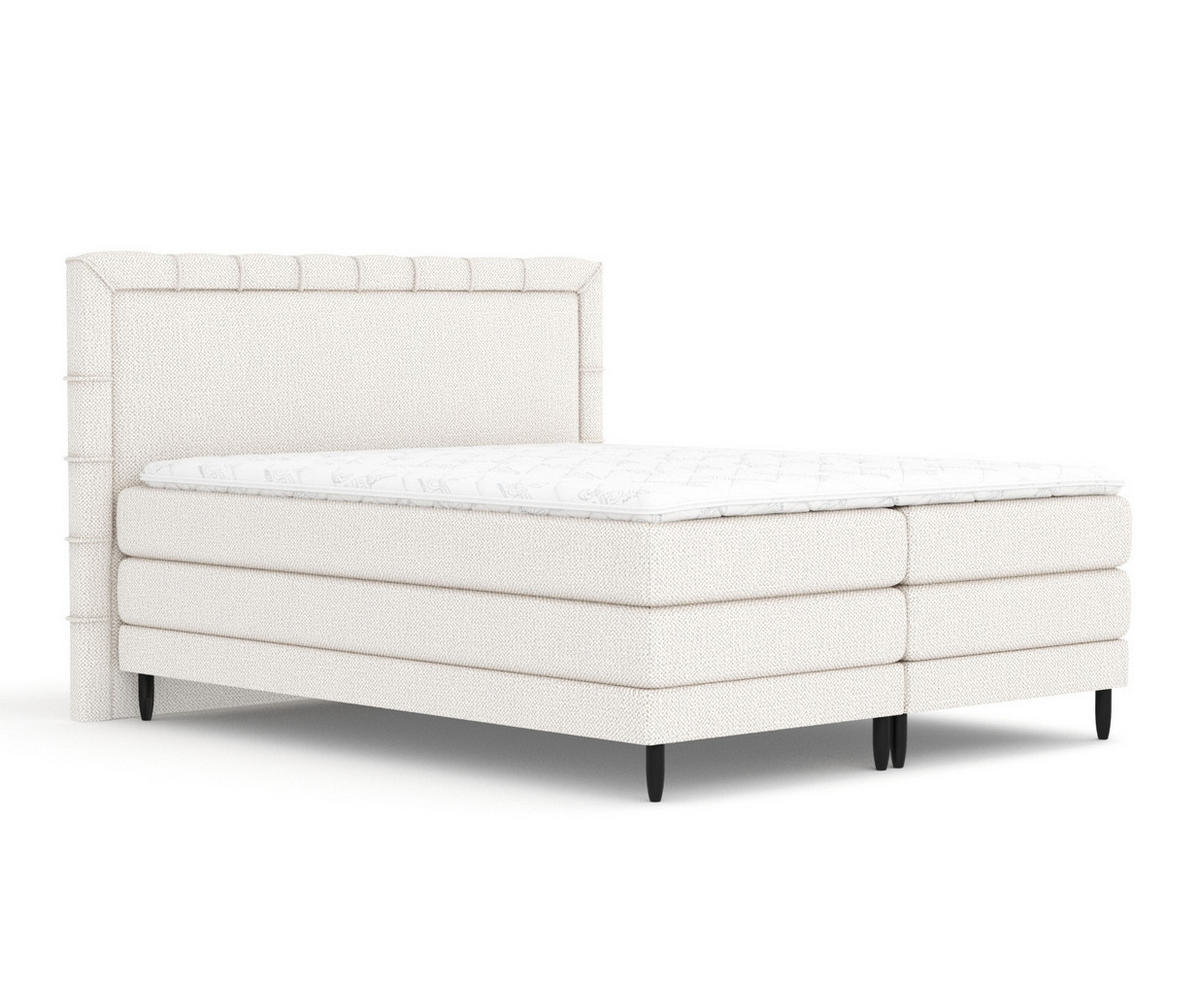 BOXSPRINGBETT Rimini Creme 180/200 cm mit Matratze und Topper - Creme/Schwarz, Holz/Holzwerkstoff (180/200cm) - Maison de Reve
