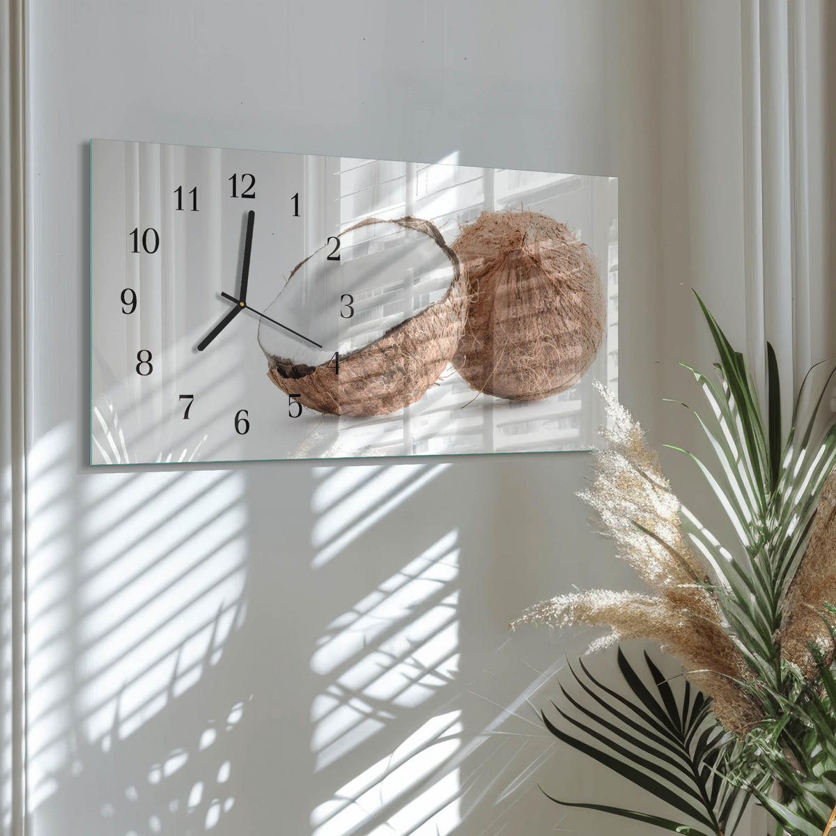 WANDUHR 60x30 cm - Graswasser - Braun, Glas (60/30/0.4cm) - TULUP