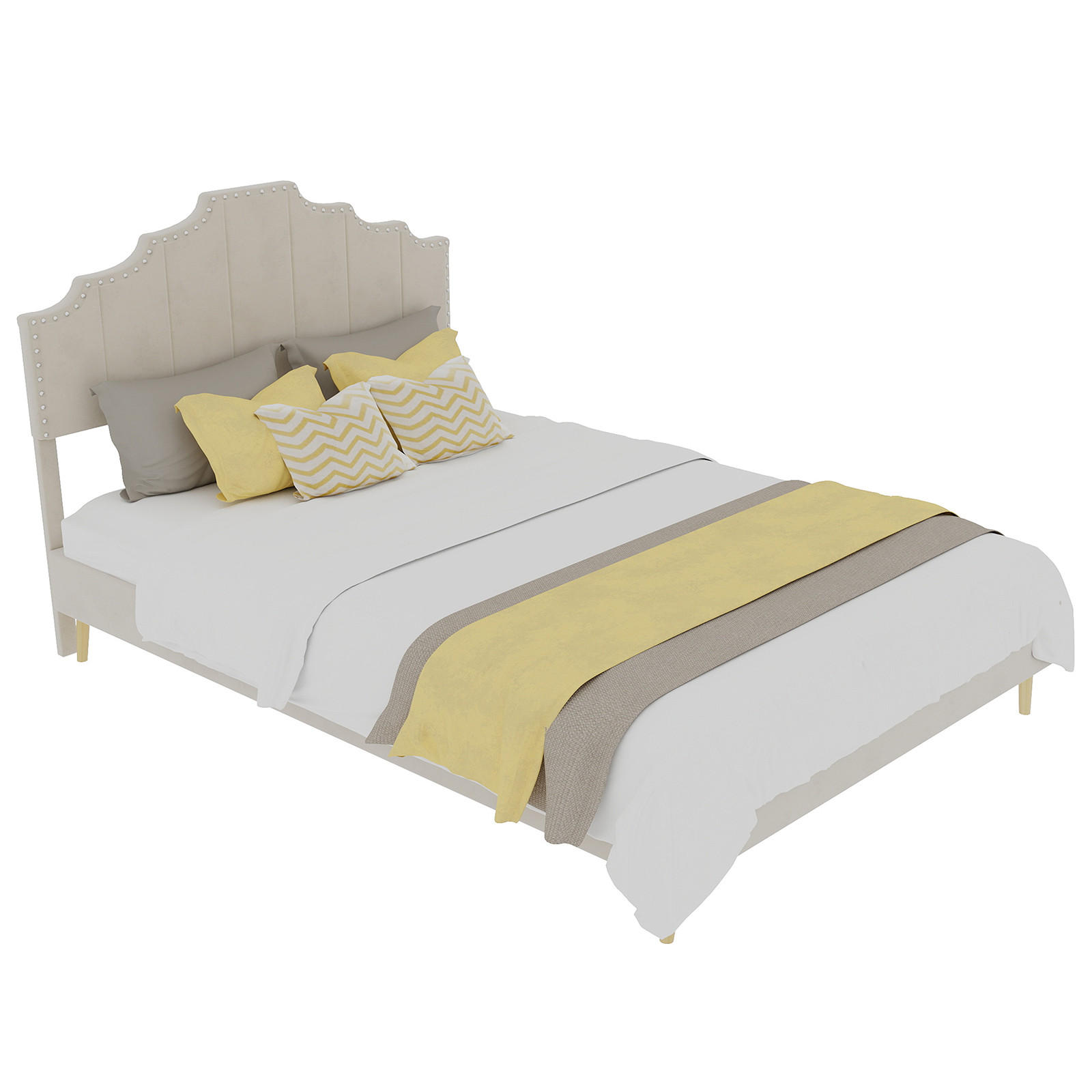 POLSTERBETT 140/200 cm in Beige Stoff - Beige, Holzwerkstoff/Textil (140/200cm) - WISHDOR