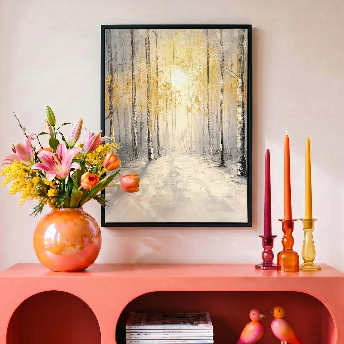 LEINWAND Bilder mit Rahmen - Winter - Abstrakt - Schnee - Natur - Sonne - 30x40 - Grau, Textil (30/40cm) - MuchoWow