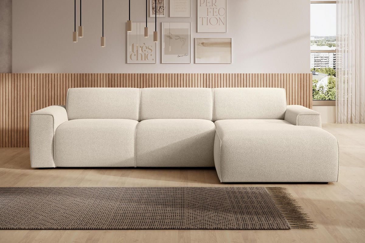 ECKSOFA L Form Didim mini Taupe 310/165/78 cm – stilvolle kleine Eckcouch R - Taupe/Schwarz, Kunststoff/Textil (310/165cm) - AX Living