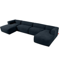 PANORAMA-ECKSOFA BUFFO 7/8 Sitzer mit extrem weicher Sitzfläche, Gewebestoff, dunkelblau - Dunkelblau, Textil (424/73/180cm) - KONSIMO®