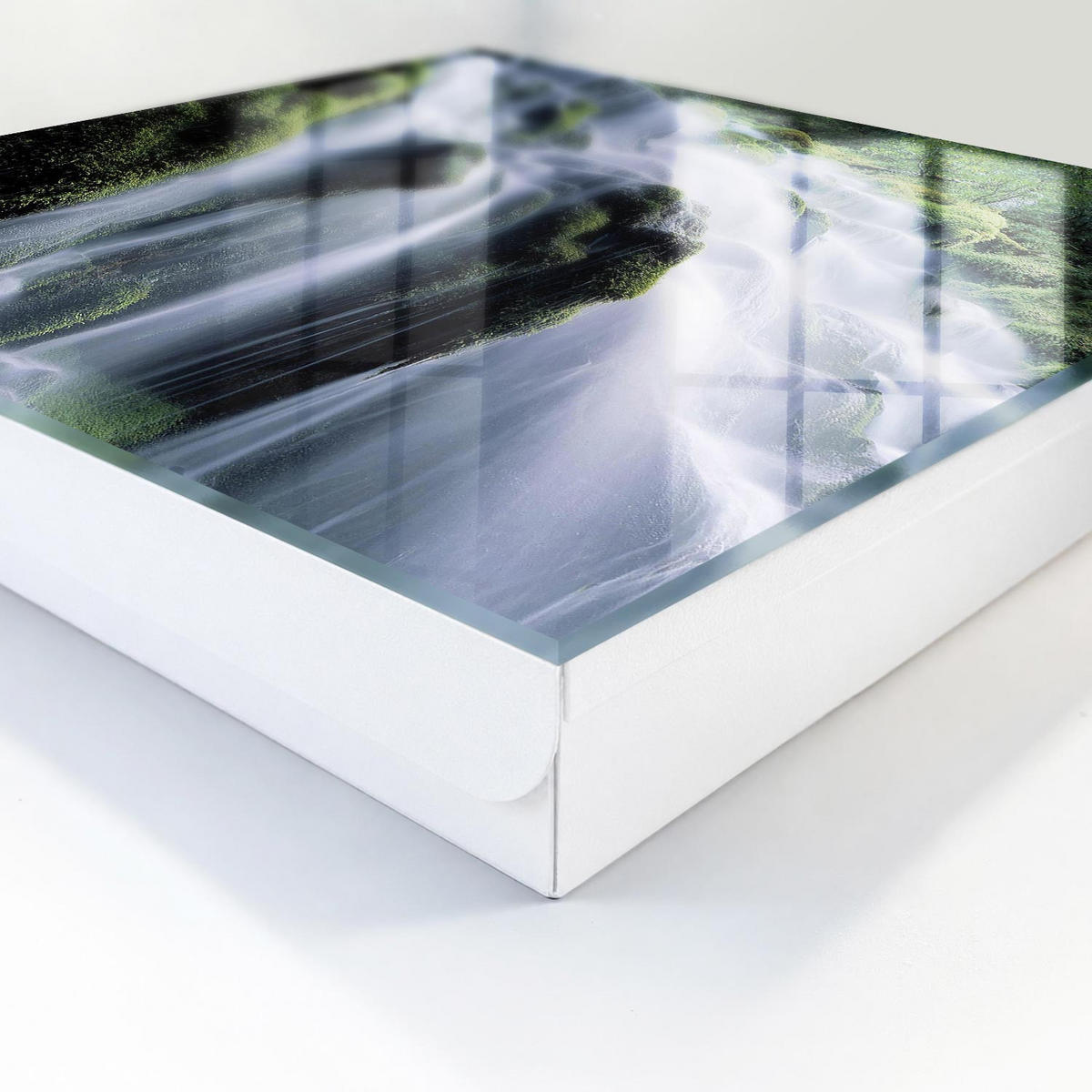 SCHLÜSSELBOX Weiß 30x30 cm – Türöffnung nach rechts - Grüner Wasserfall - Grün, Metall (30/30/5cm) - TULUP