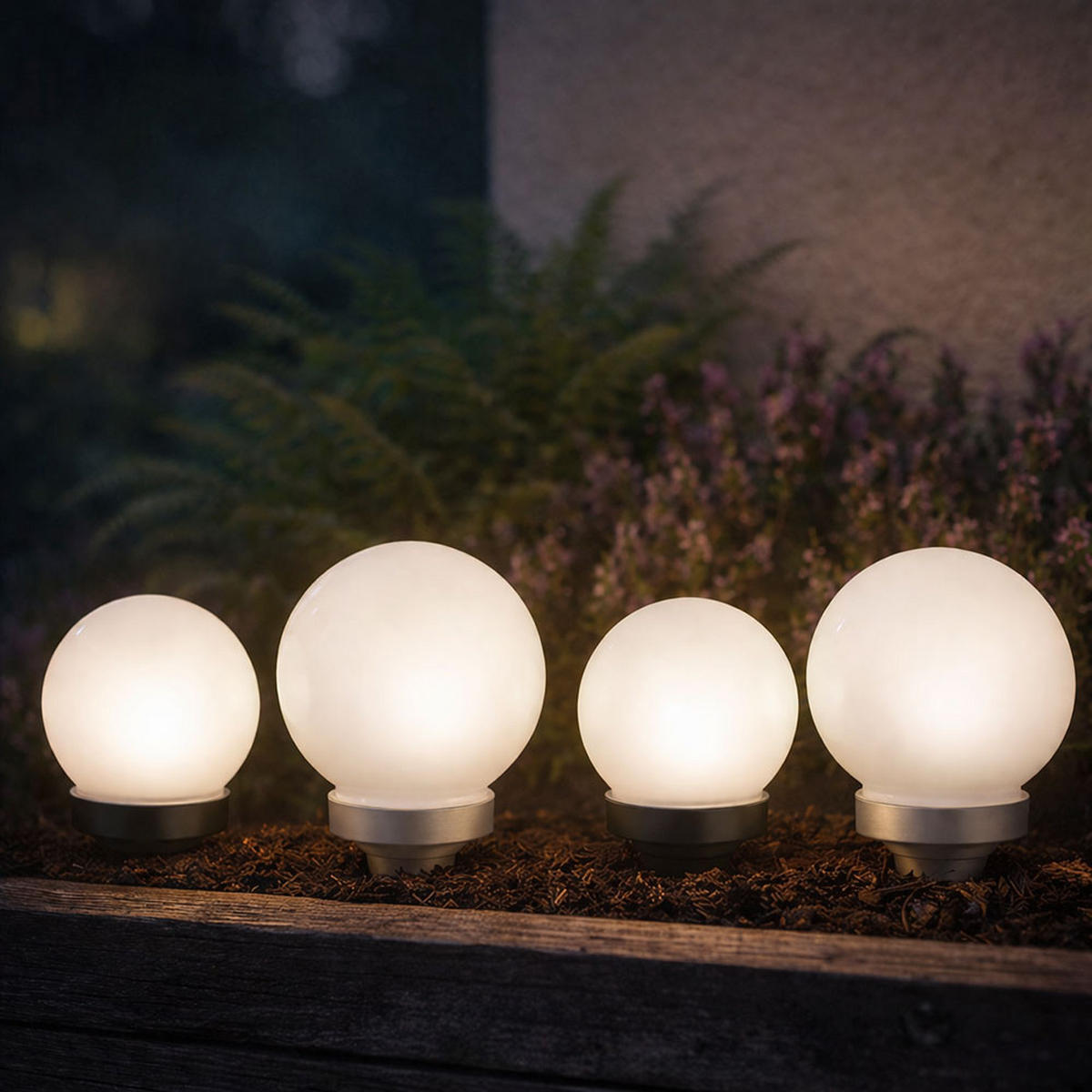 LED AUSSENLEUCHTE Kugel Design Weiß 4er Set - Weiß, Kunststoff (15/15/43cm)