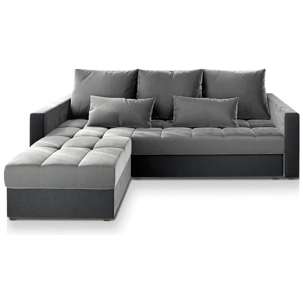 ROHOVÁ SEDAČKA KOS PIK světle šedá - šedá/světle šedá, dřevo/textil (220/140cm) - MASSENO