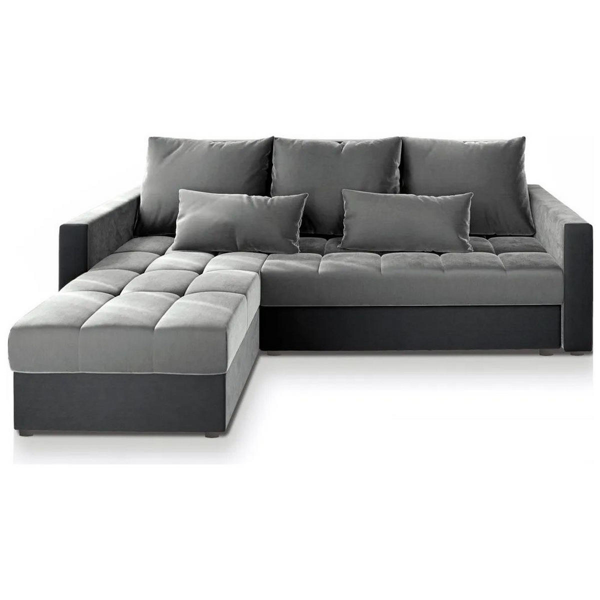 ROHOVÁ SEDAČKA KOS PIK světle šedá - šedá/světle šedá, dřevo/textil (220/140cm) - MASSENO