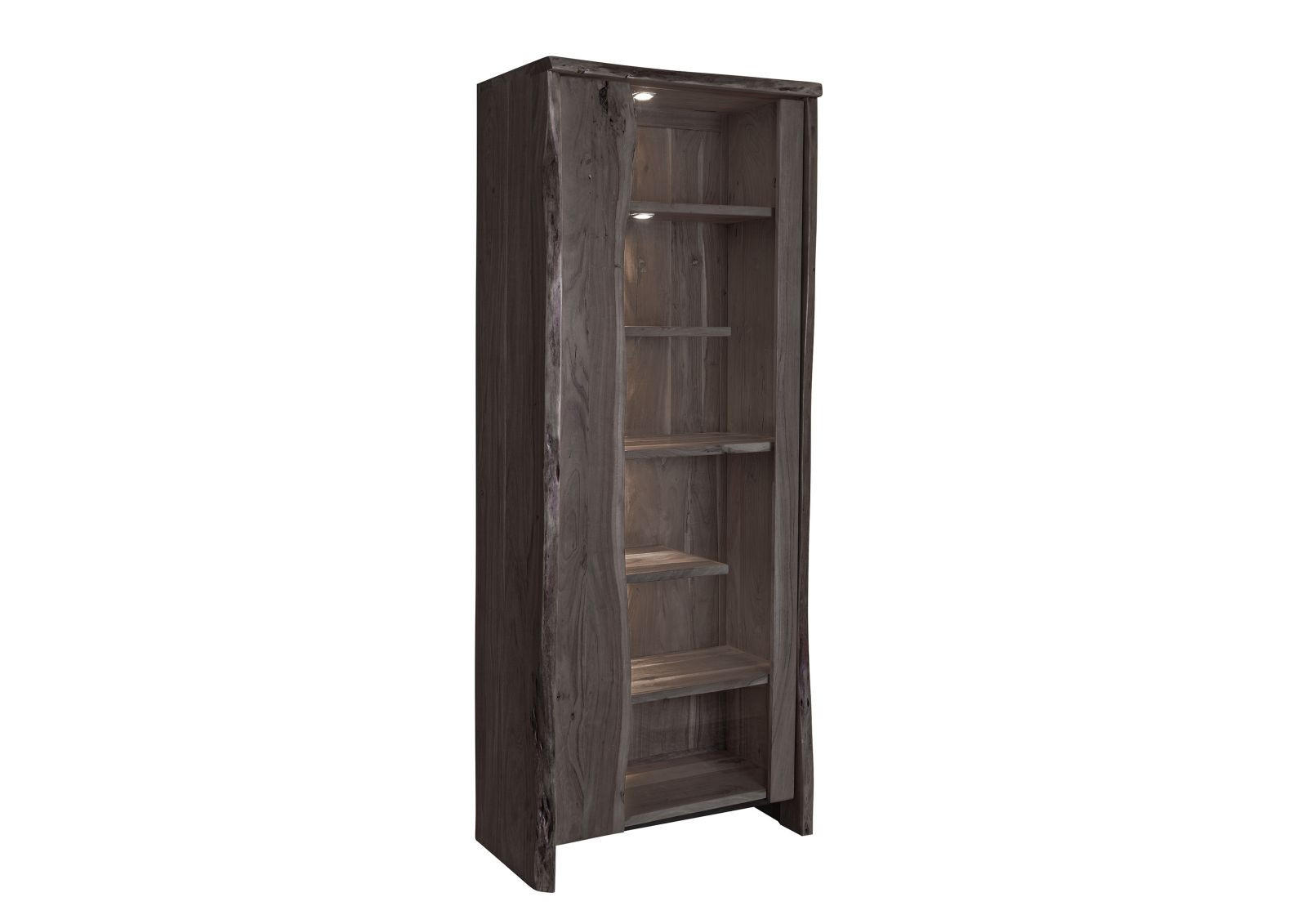 VITRINE Akazie 81x45x204 grau lackiert PURE ACACIA #406 - Grau, Holz (81/204/45cm) - Massivmoebel24