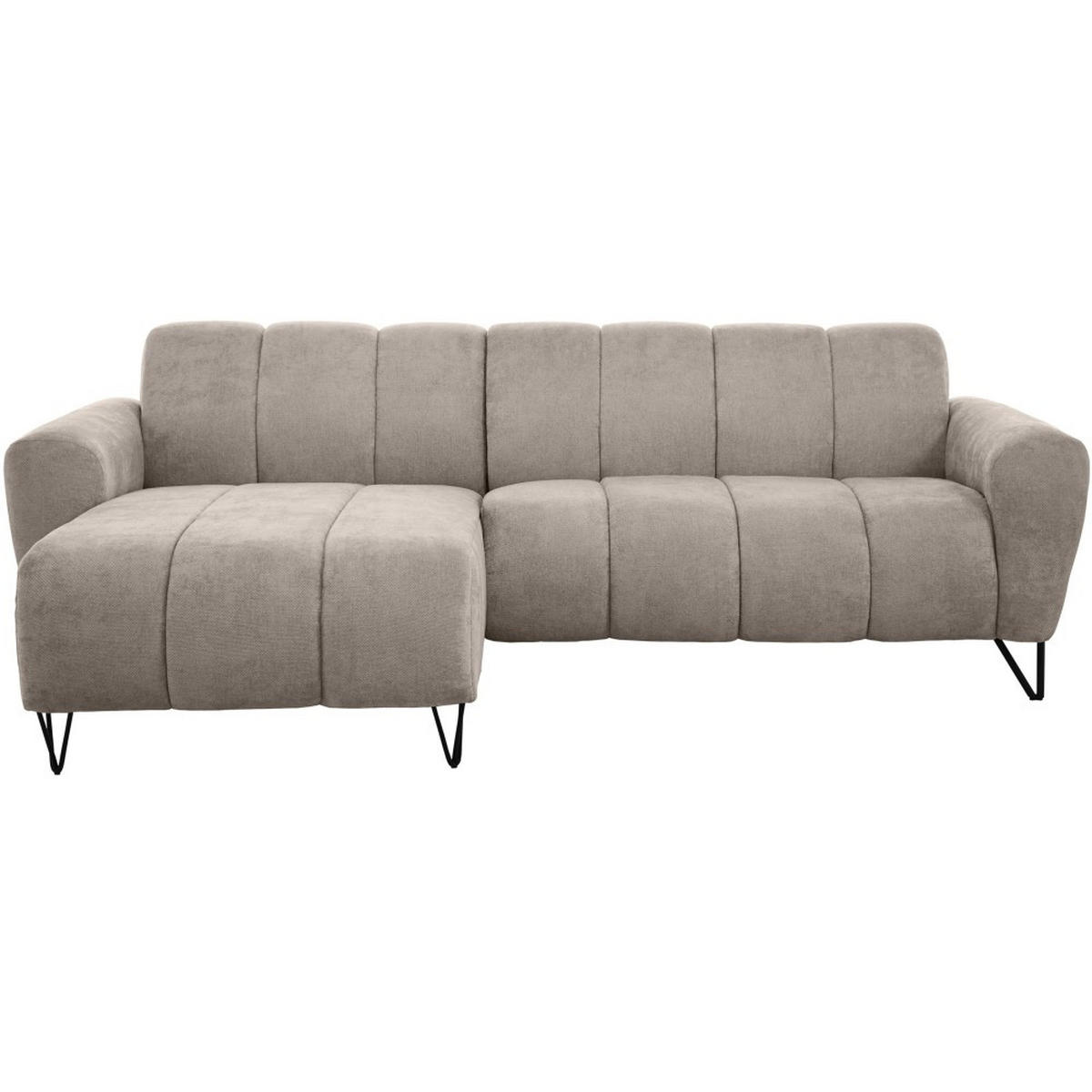 ECKSOFA Volare Mini ohne Schlaffunktion cappuccino links, Storm-Stoff - Schwarz/Cappuccino, Textil/Metall (256/165cm) - Beautysofa