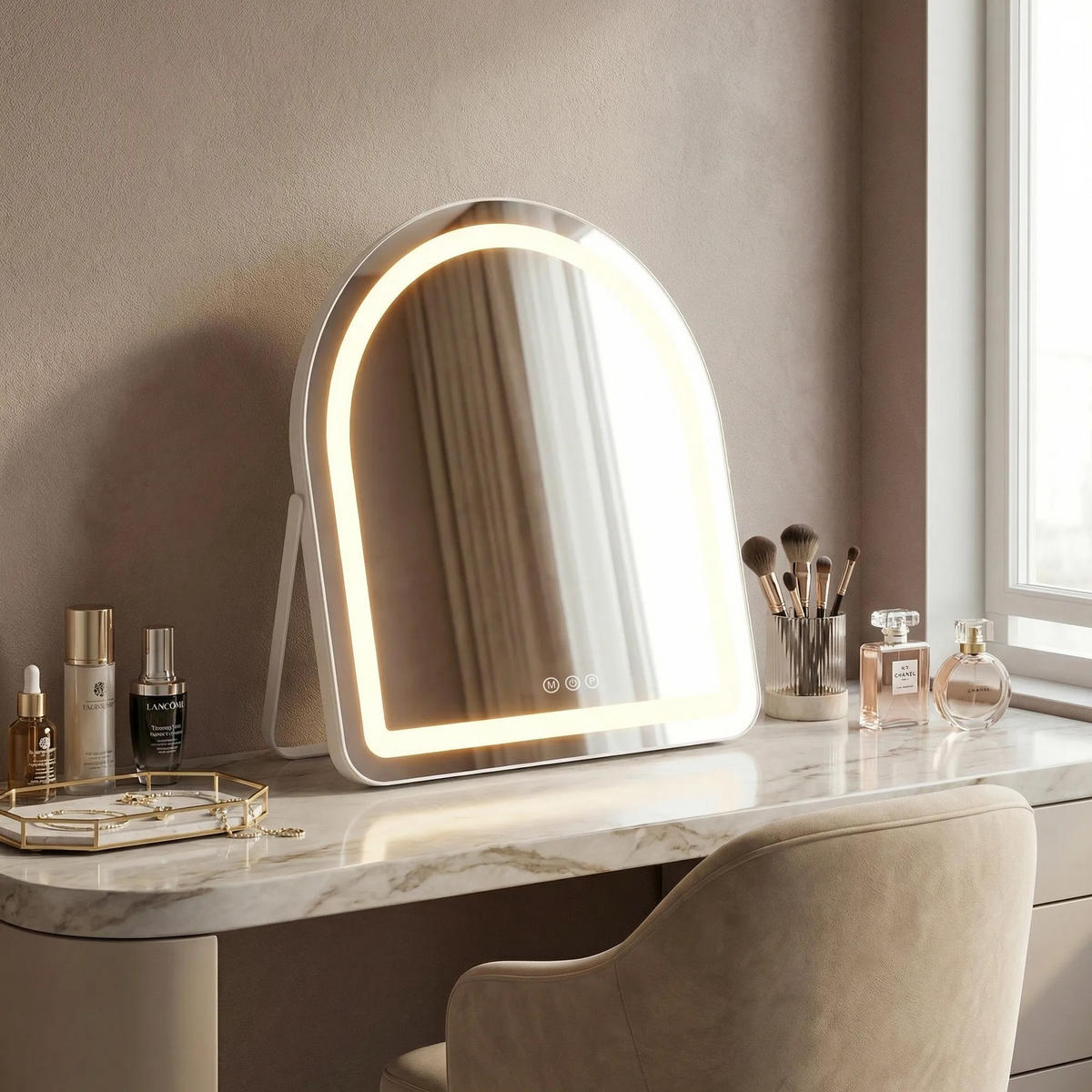 SPIEGEL Rea Led Glam White 40x45cm - Weiß, Metall (40/45/3cm) - REA