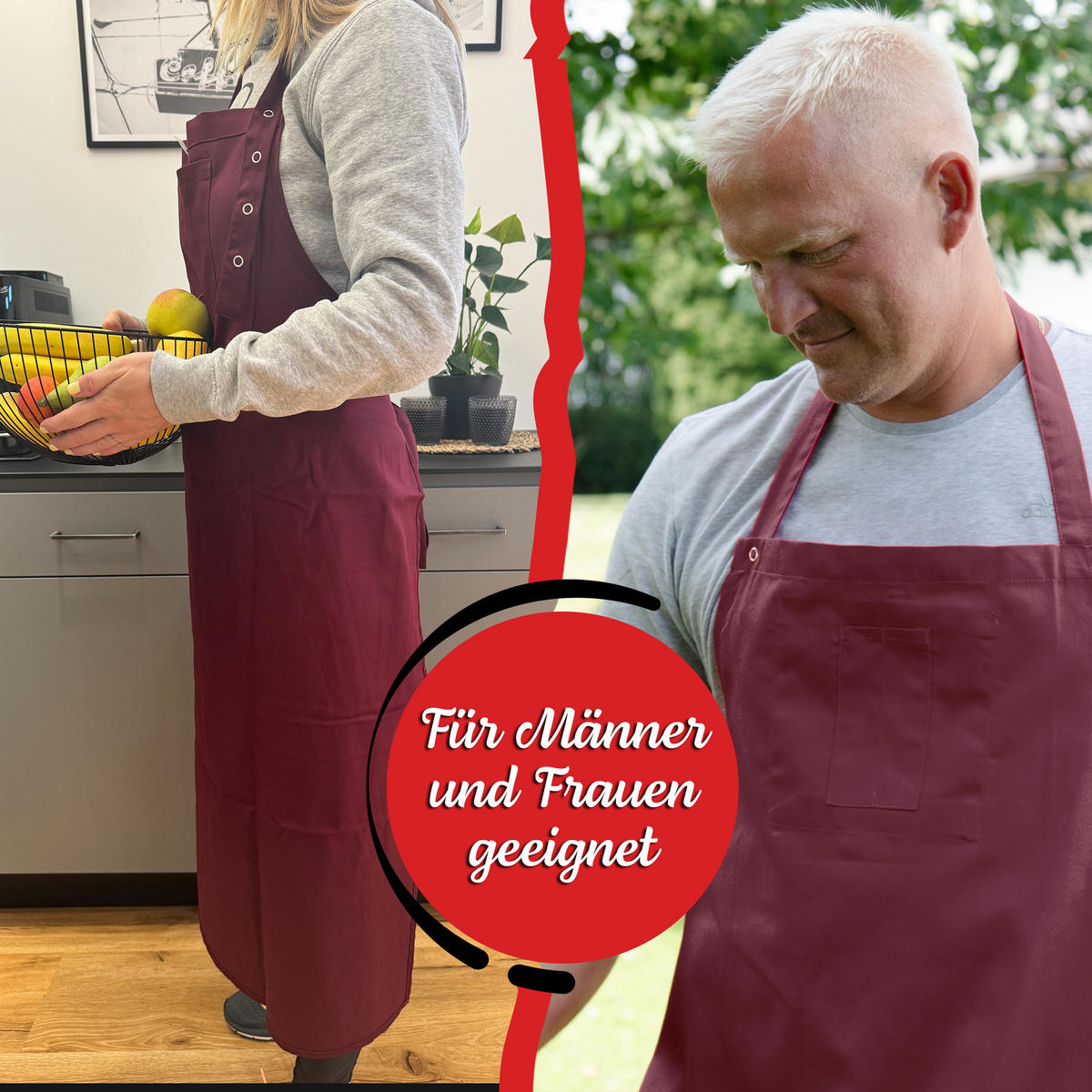 SCHÜRZE , 80x100 cm, 65% Baumwolle, 35% Polyester, Rot - Bordeaux, Textil (80/100cm) - Zollner