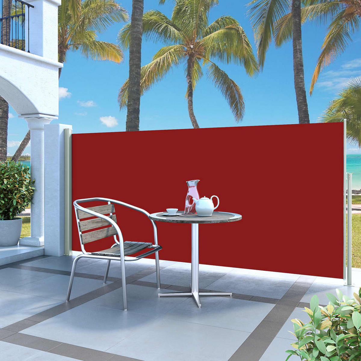 AUSZIEHBARE Seitenmarkise 140x300 cm Rot - Rot, Textil (3/140/300cm) - furnicato