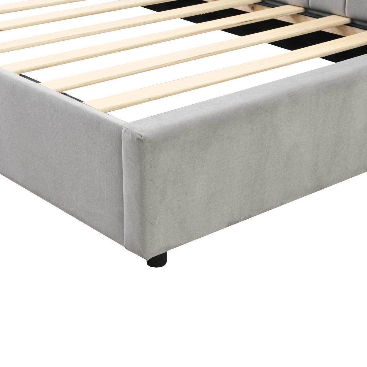 SCHLAFSOFA 90/200 cm in Grau Samt mit Lattenrost - Grau, Holzwerkstoff/Textil (90/200cm) - WISHDOR