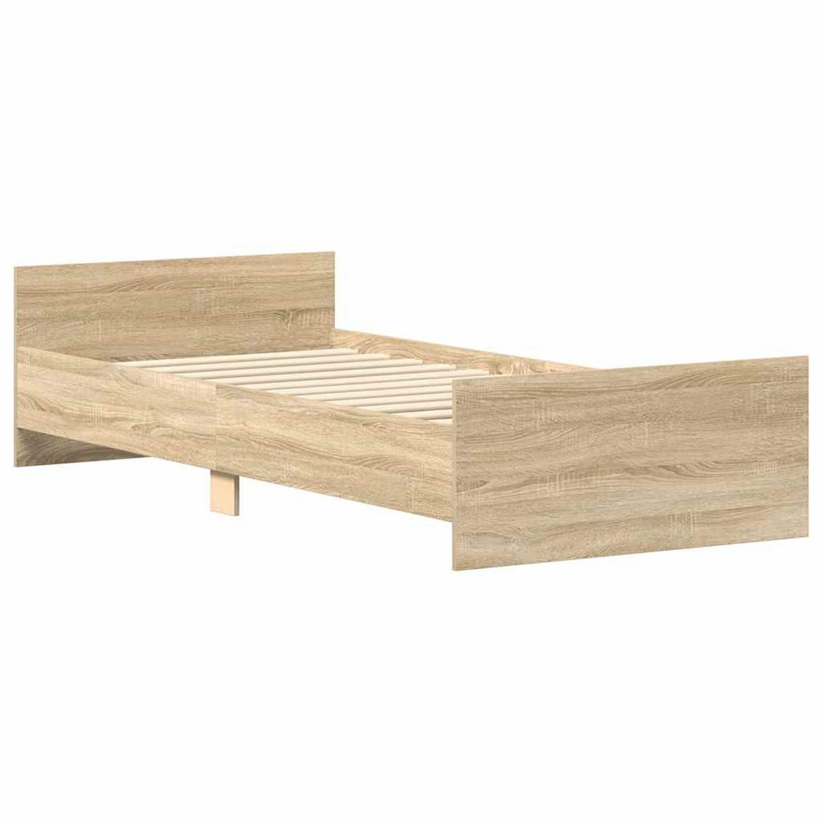 BETTGESTELL ohne Matratze Sonoma-Eiche 90x200 cm Holzwerkstoff - Braun, Holzwerkstoff - furnicato