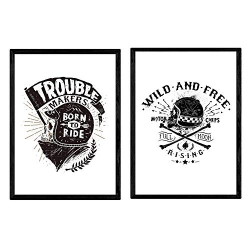 POSTER Set Mit 2 Salvaje Und Frei In Moto A3 Rahmenlos - Klar, Papier (29.7/5/42cm) - Nacnic
