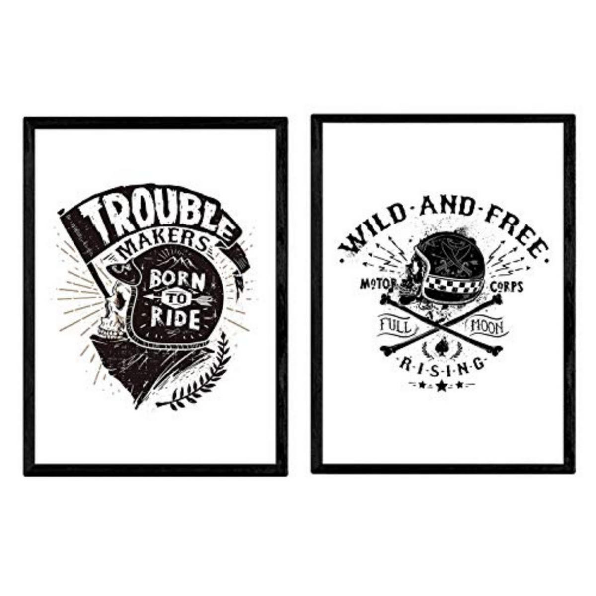 POSTER Set Mit 2 Salvaje Und Frei In Moto A3 Rahmenlos - Klar, Papier (29.7/5/42cm) - Nacnic