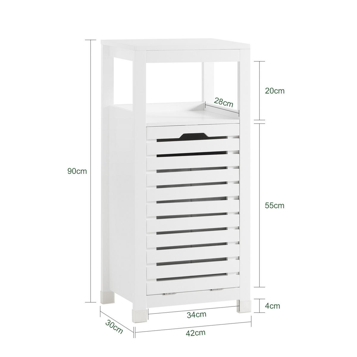 WÄSCHESCHRANK Weiß - Weiß, Holzwerkstoff (42/90/30cm) - SoBuy