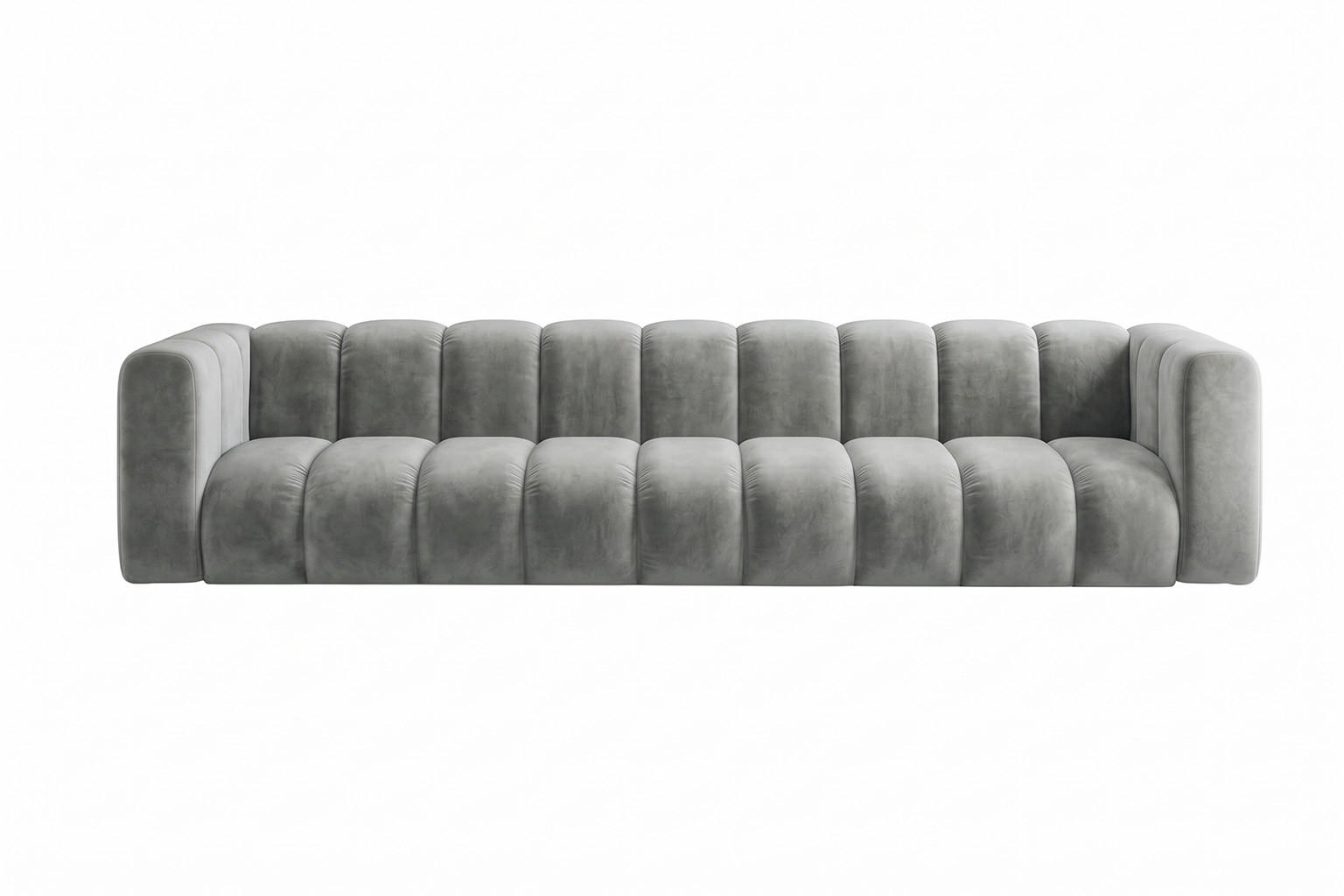 SOFA 5-Sitzer Modulares, Velvet-Stoff Riviera, Grau, GRAND - Grau, Holz (314/70/89cm) - Kaiser Möbel