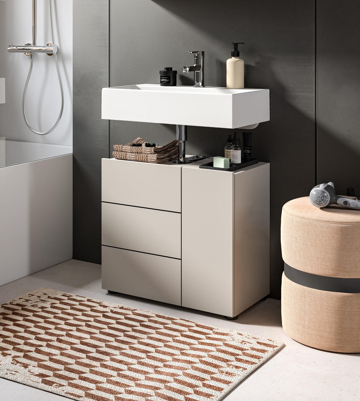 WASCHBECKENUNTERSCHRANK VIRA (B/H/T: ca. 60/57/34 cm) in Kaschmir/Kaschmir - Kaschmir, Holz (60/57/34cm)