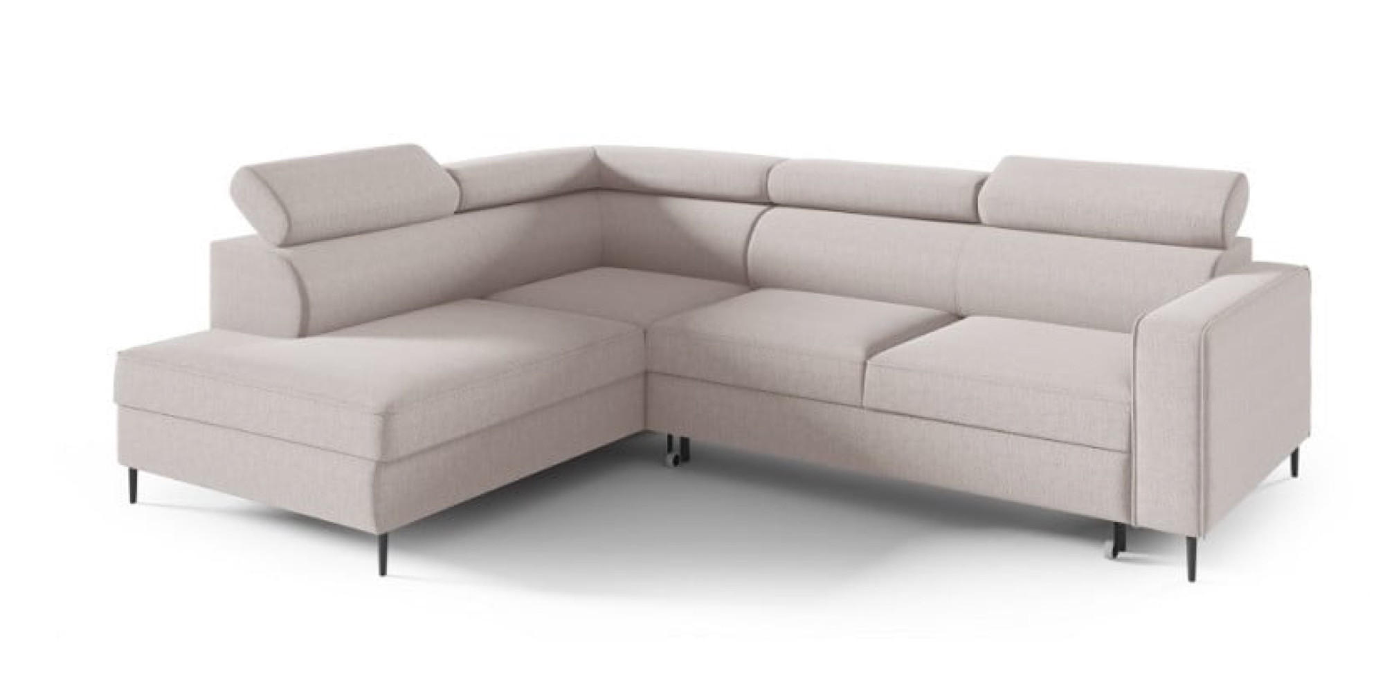 ECKSOFA Beige FERO Mit Verstellbaren Kopfstützen Links - Beige, Naturmaterialen/Textil (265/203cm) - Sepro Meble