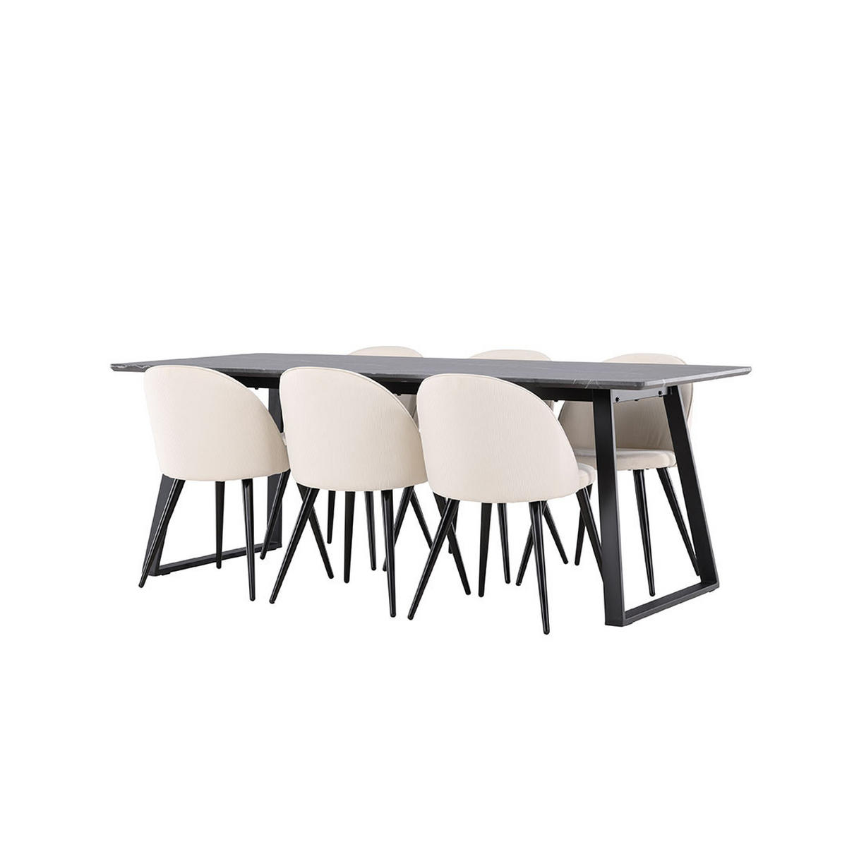 TISCHGRUPPE beige - Dunkelgrau, Holz (200/75/90cm) - ebuy24