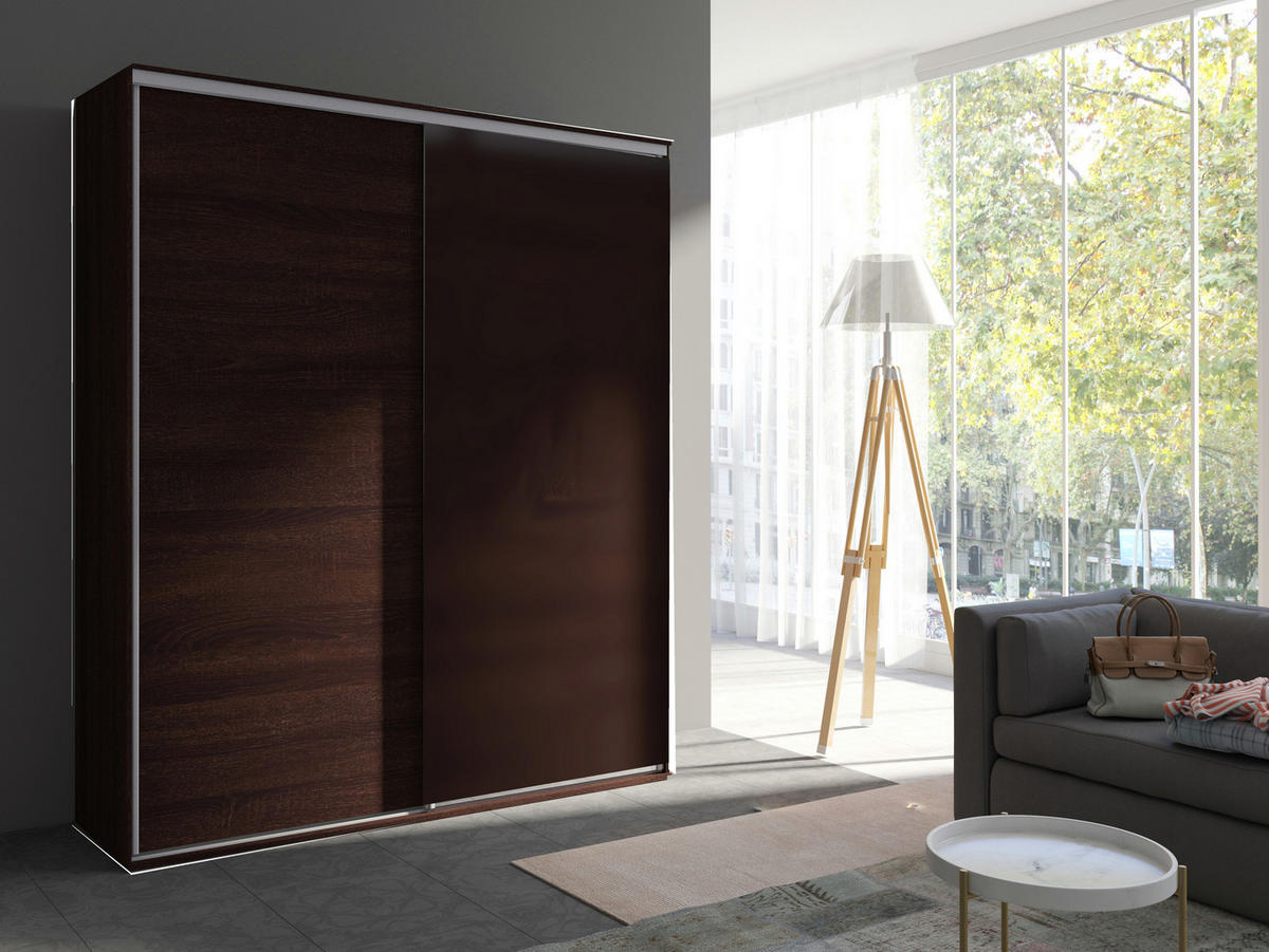 SCHIEBETÜRENSCHRANK - Kleiderschrank BORA 204 - Schokolade - Braun, Holzwerkstoff (204/244/62cm) - Möblo