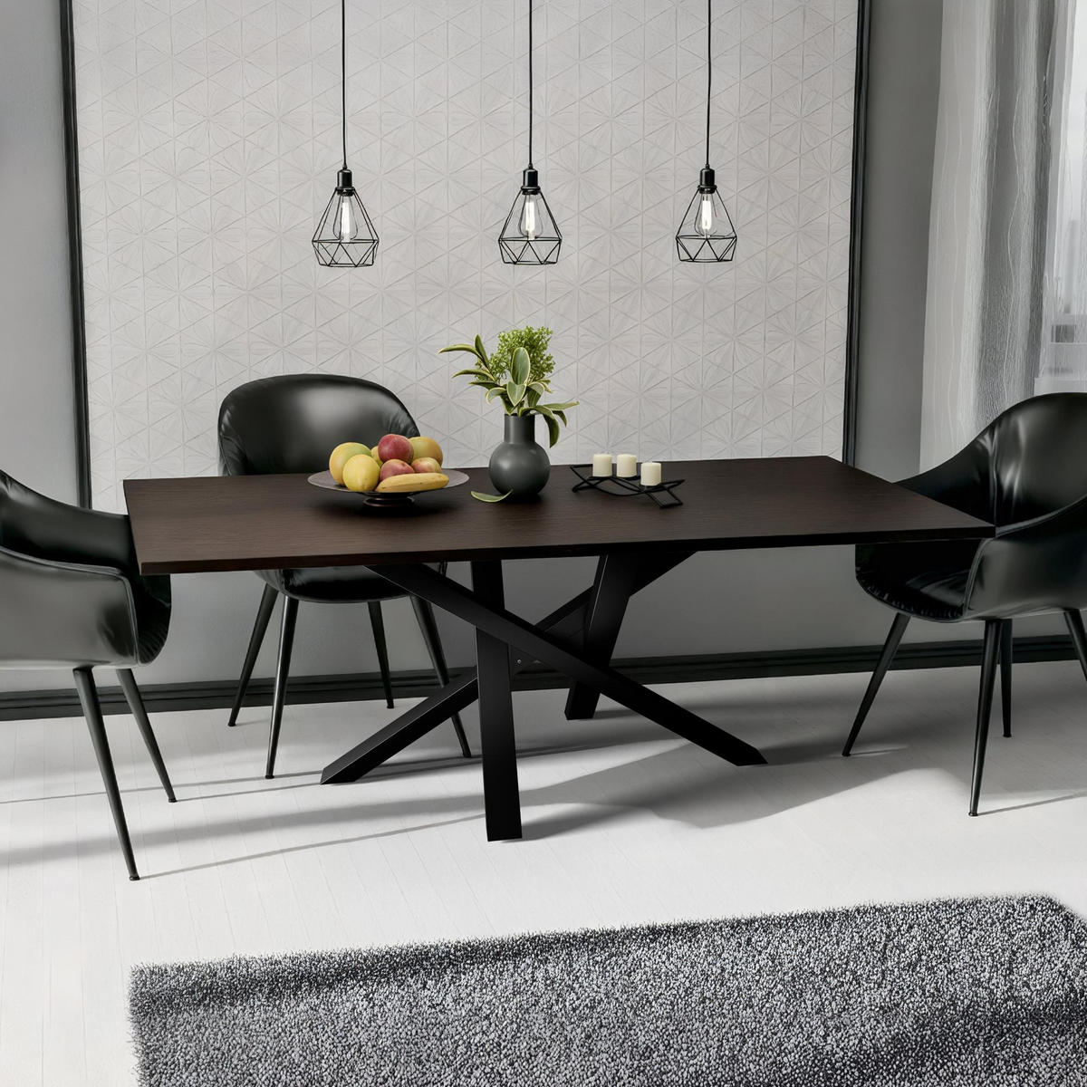 TISCHBEIN eckig 120/60/72 cm Metall Schwarz - Schwarz, Metall (120/72/60cm) - CLP