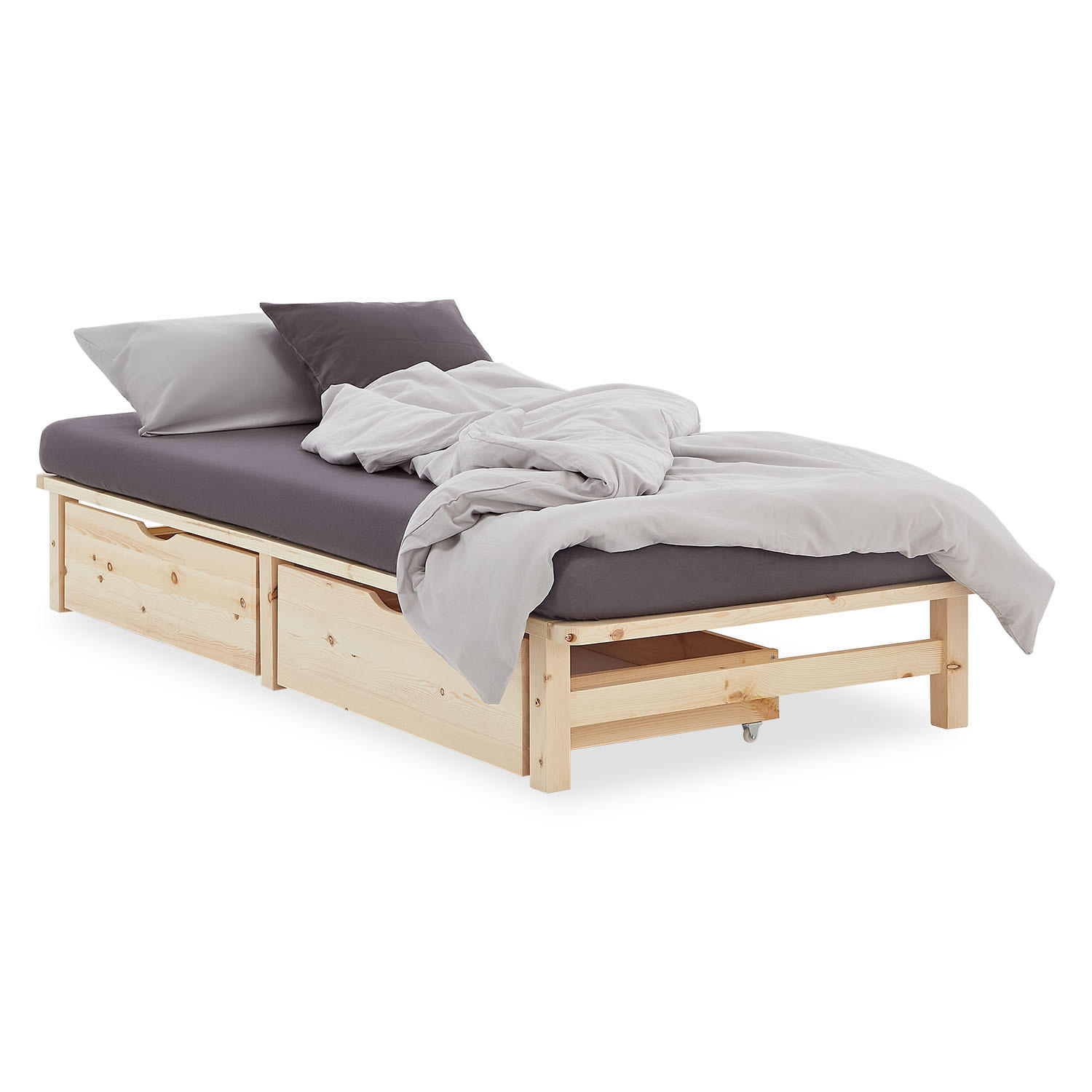 Homestyle4u Stauraumbett Braun 100x200 cm