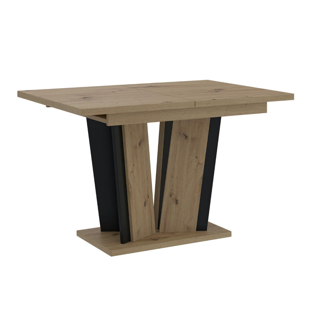Prospero Esstisch Eiche Artisan, Schwarz 80x75x120 cm
