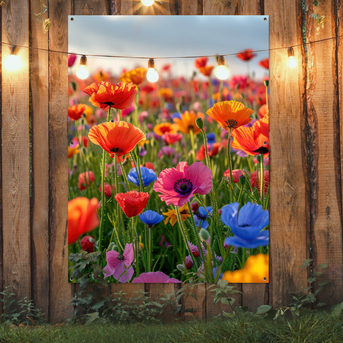ZAHRADNÍ PLAKÁT Květiny - Mák - Barevné - Příroda 120x160 cm - tmavě oranžová, plast (120/160/0.2cm) - OnlyWow