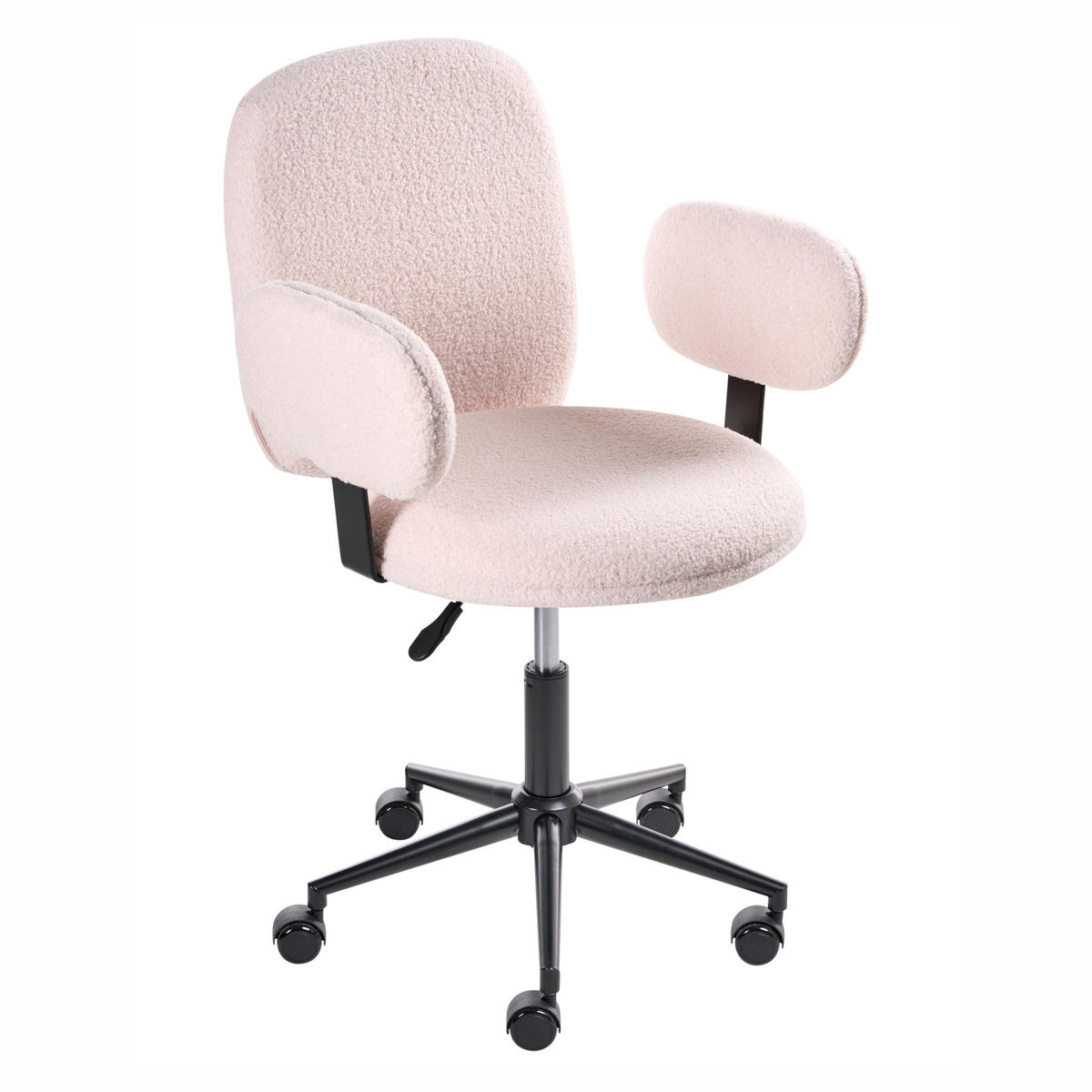 SCHREIBTISCHSTUHL Pastellrosa Bouclé Moraga - Pink/Schwarz, Textil (58/80/58cm) - Beliani