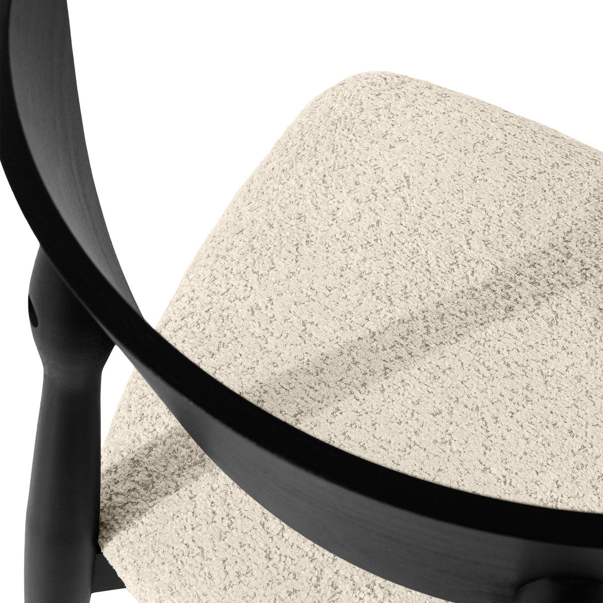 HOLZSTUHL RABI Küchenstuhl, 2-er Stuhl, Bouclé - Creme/Schwarz, Holz/Textil (47/79/45cm) - KONSIMO®
