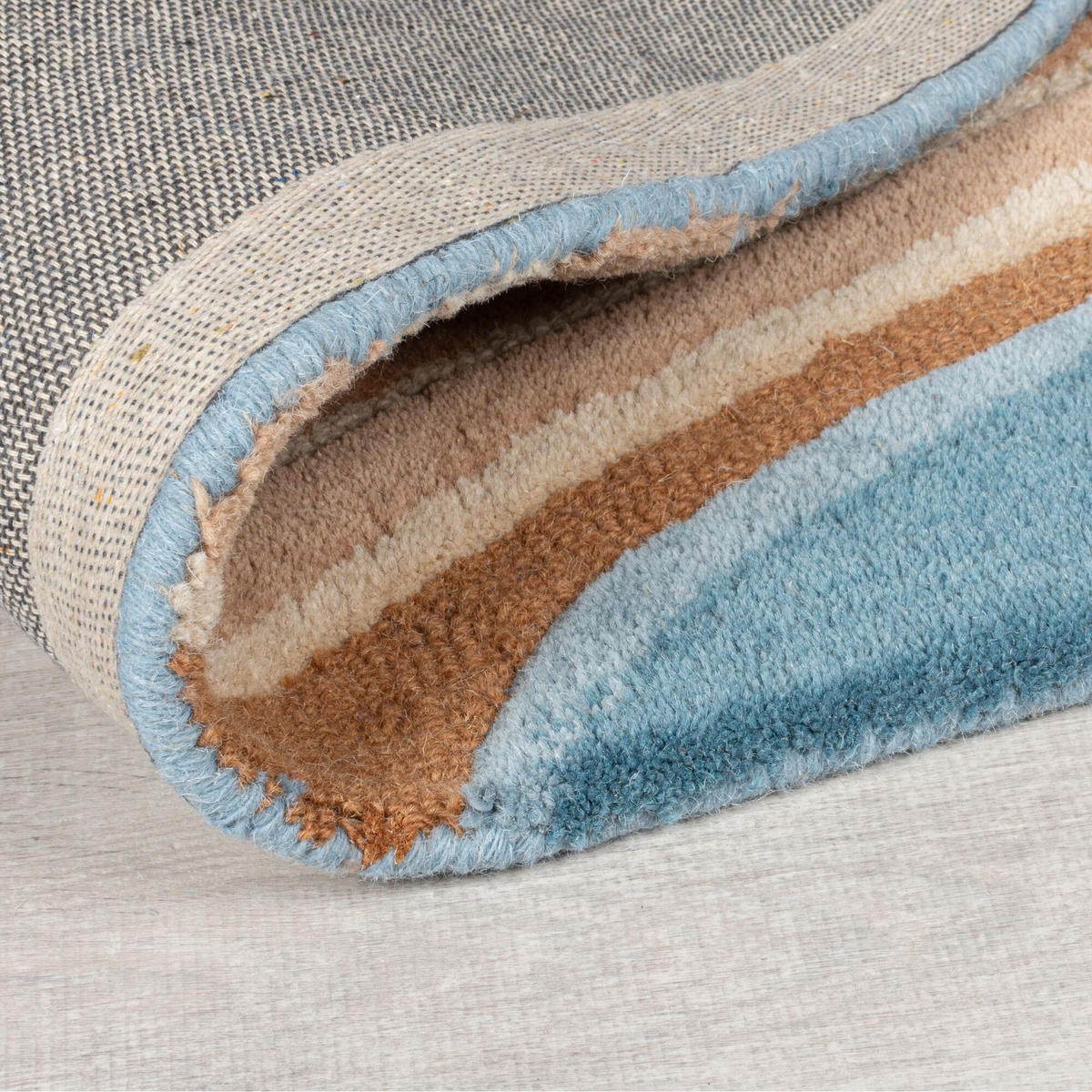 WOLLTEPPICH DERWENT, abstrakt, Blau-Bunt, 60 x 230 cm - Multicolor, Textil (230/60cm) - KADIMA DESIGN