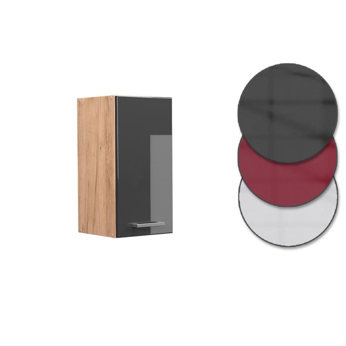 HÄNGESCHRANK R-Line Anthrazit Hochglanz 30 cm - Honigeiche/Schwarz Hochglanz, Holzwerkstoff (30/60/31cm) - Vicco