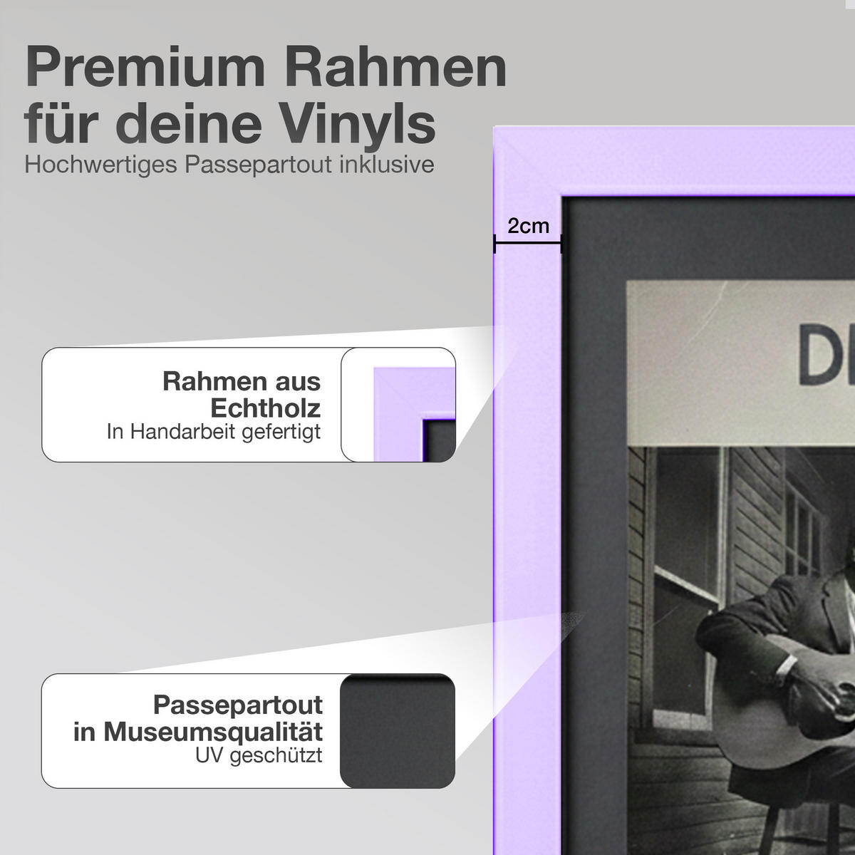 SCHALLPLATTEN BILDERRAHMEN 40/40 2er Set - Flieder, Holz (40/40cm) - K-Möbel