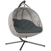 HÄNGESESSEL Mit Gestell DE-07054, faltbar Sand/Schwarz - Sandfarben/Schwarz, Textil/Metall (126/172/132cm) - ComfortXL