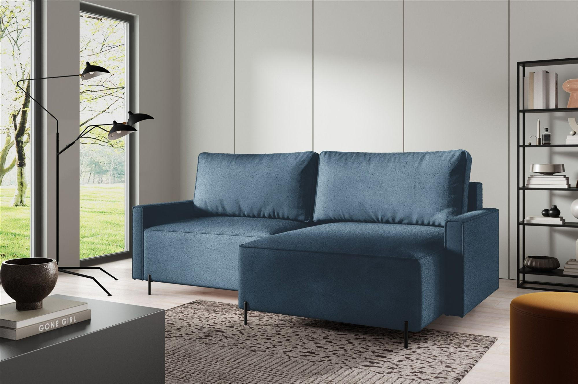 ECKSOFA Braga Mit Schlaffunktion - Blau, Holzwerkstoff/Textil (229/148cm) - Fun Möbel