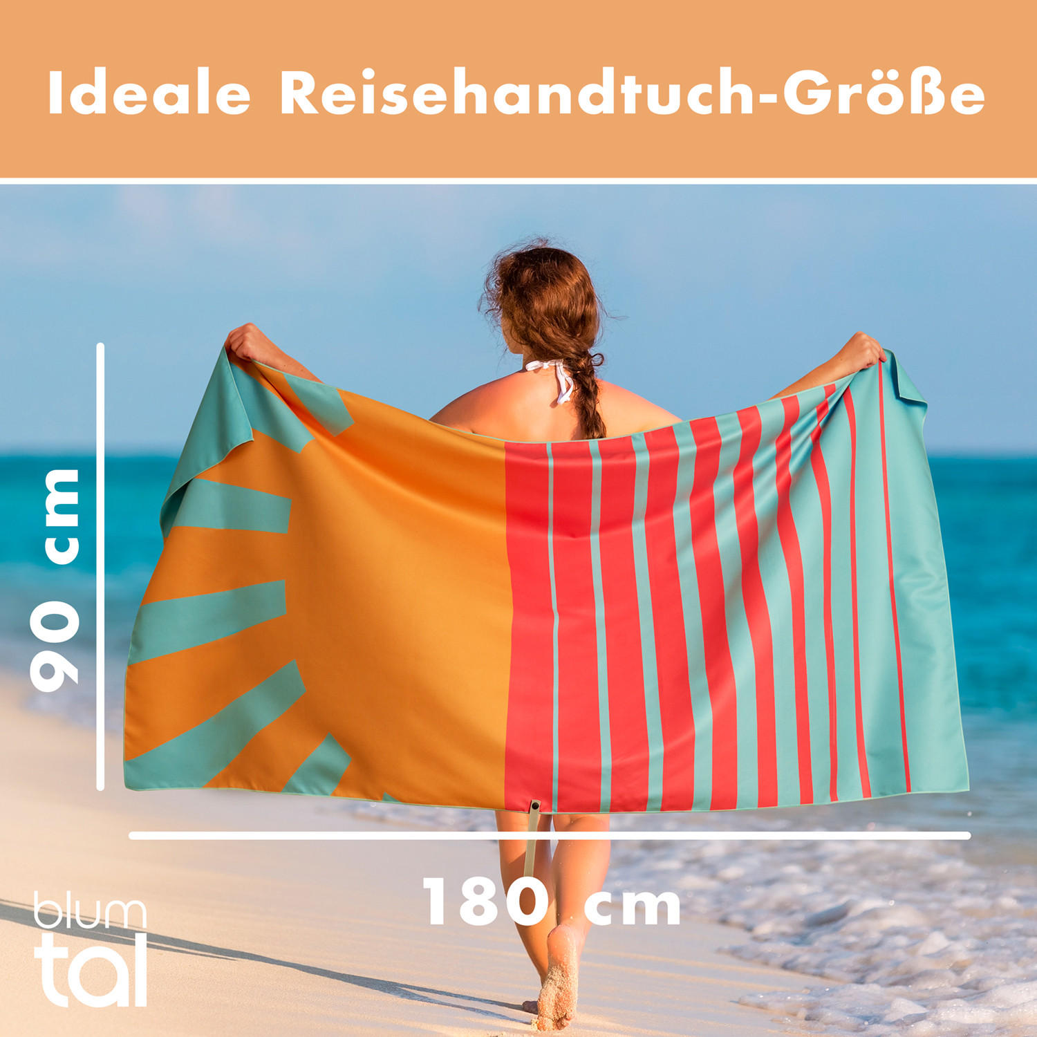 STRANDTUCH Thor 90/180 cm, Aufgehende Sonne - Blau/Gelb, Textil (90/180cm) - Blumtal