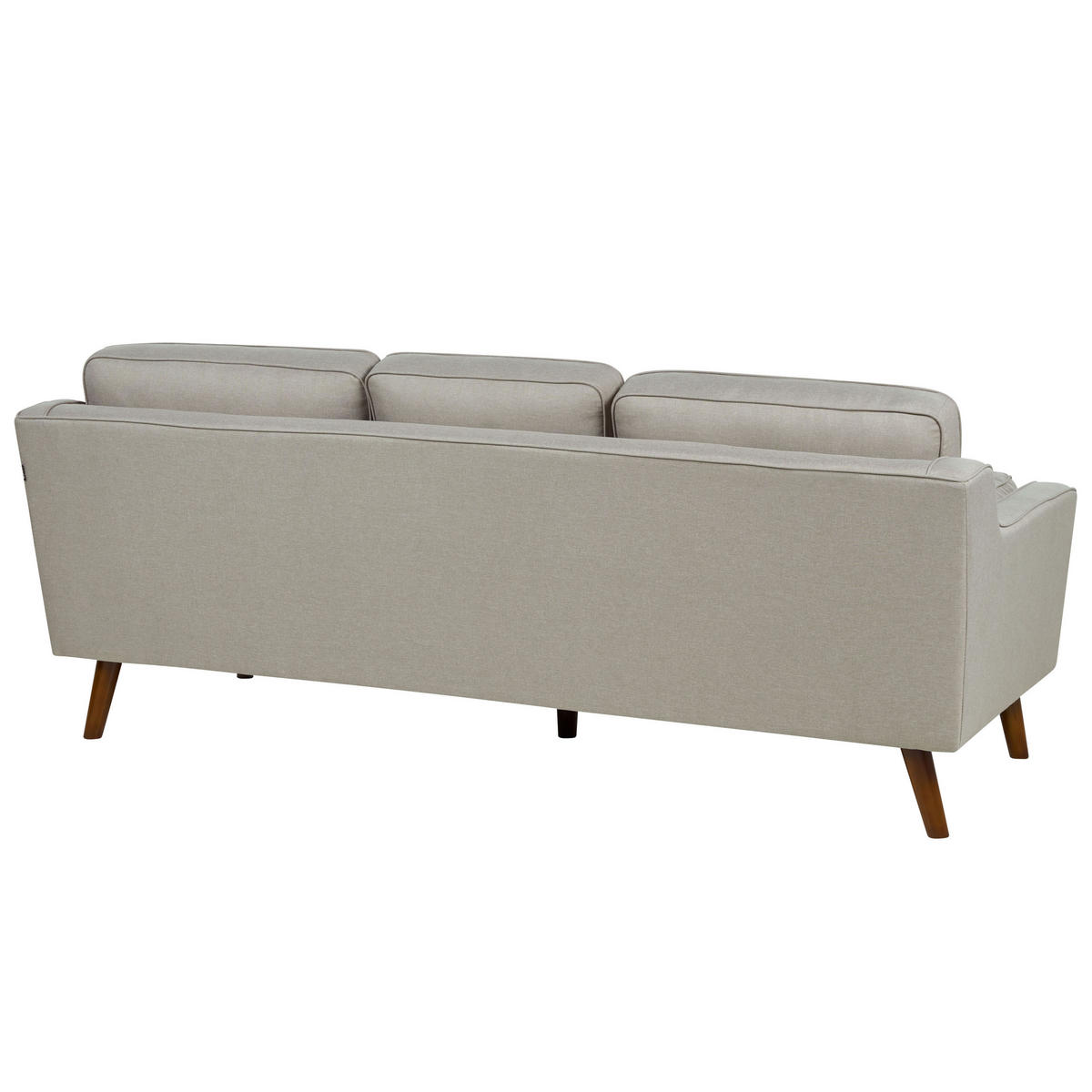 3-SITZER-SOFA beige Lokka - Beige/Dunkelbraun, Textil (204/85/83cm) - Beliani
