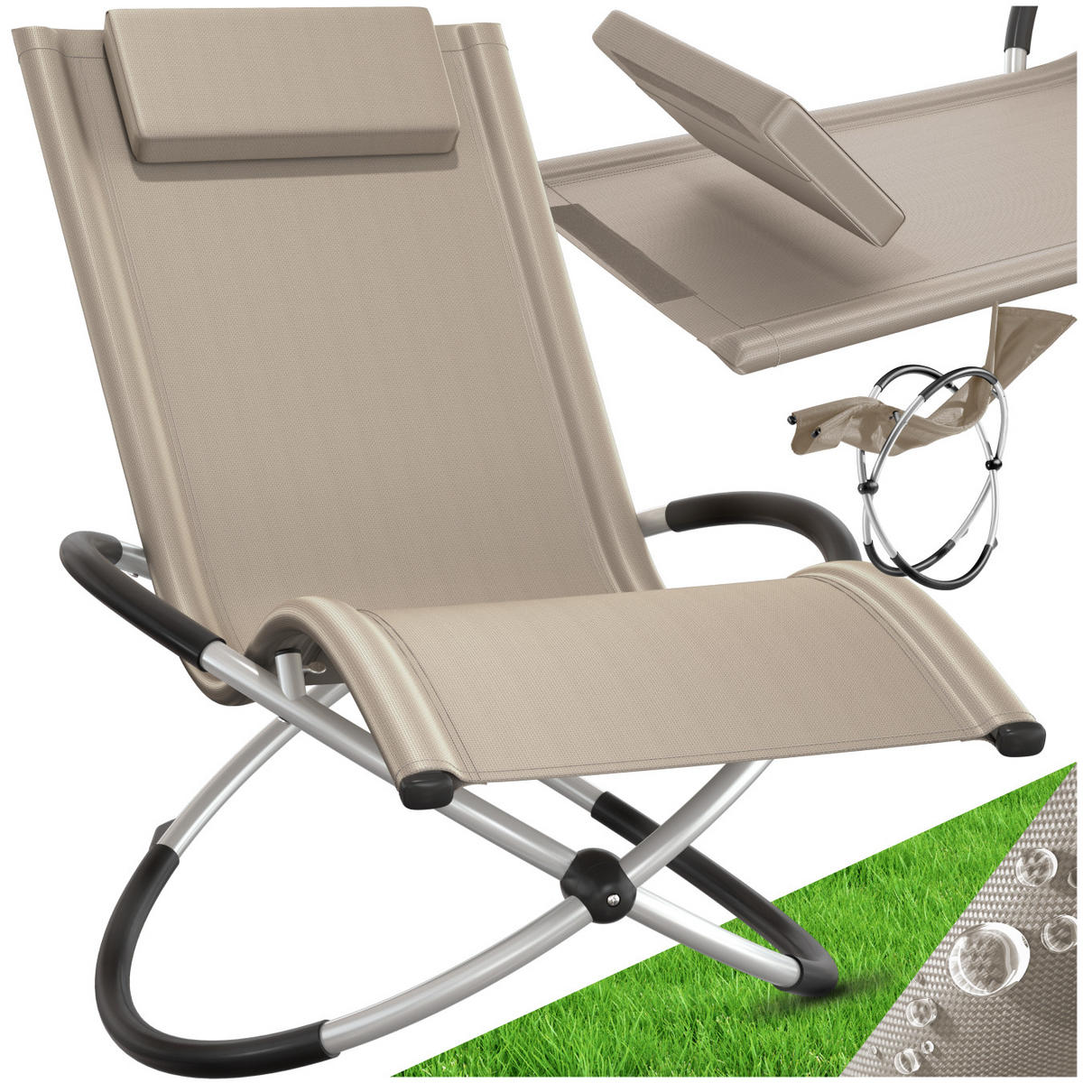 SONNENLIEGE Paulina,150 x 73 x 93 cm,beige - Beige, Metall (73/93/150cm) - tectake