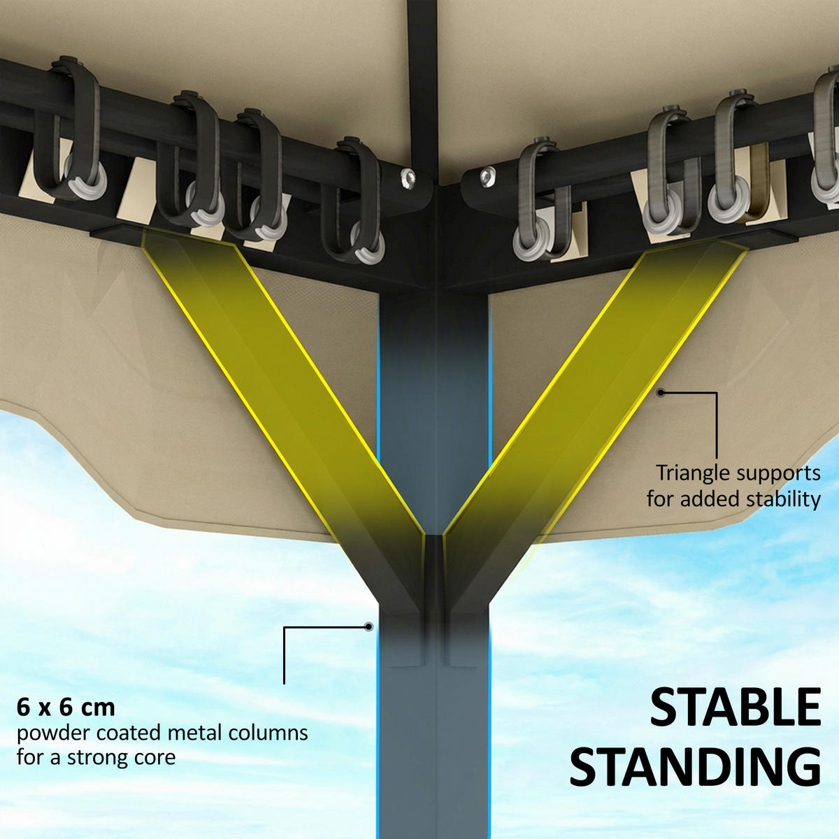 PAVILLON Metall Polyester Khaki - Beige, Metall (300/279/360cm) - Outsunny