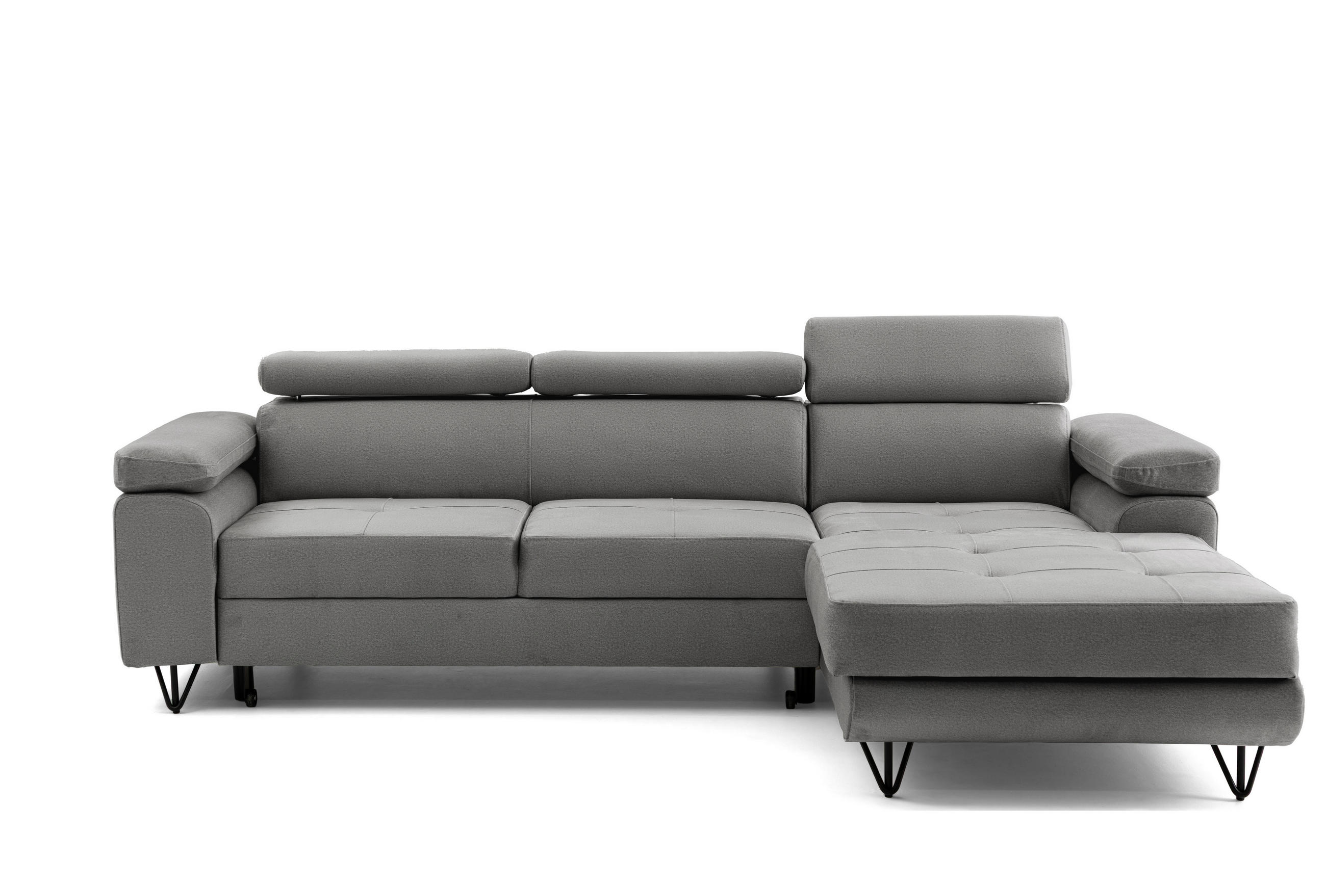 ECKSOFA NORIS L Grau mit Schlaffunktion Rechts - Grau, Holz/Textil (250/183cm) - Muffo