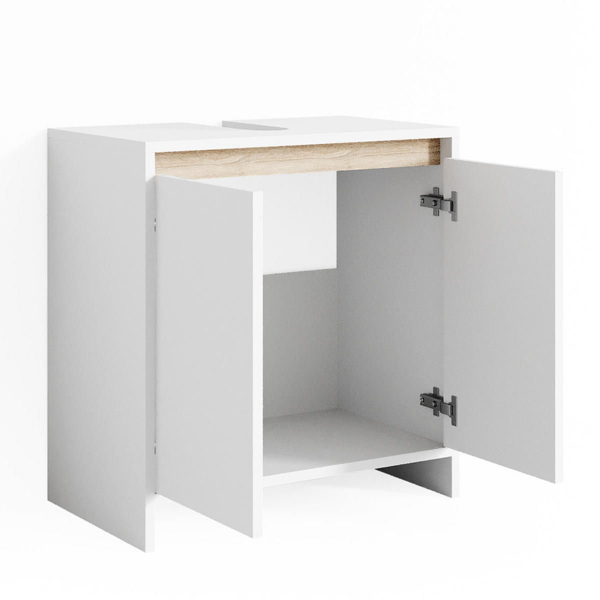 WASCHBECKENUNTERSCHRANK Emma Weiß/Sonoma 58 x 60 cm - Weiß, Holzwerkstoff (58/60/33cm) - Vicco
