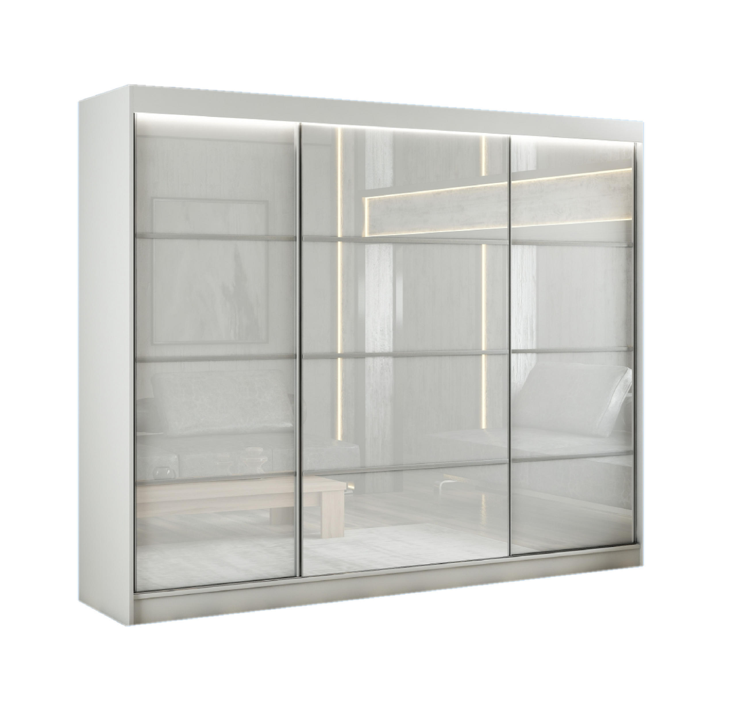 Margaret Hadas24 Schwebetürenschrank Weiß 250x215x61 cm