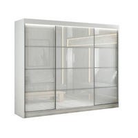 SCHWEBETÜRENSCHRANK Porto III 250 cm 3-türig, weiß, lacobel weiß, Sprosse - Weiß, Kunststoff (250/215/61cm) - Margaret Hadas24